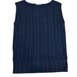 Carve Designs Navy ribbed sleeveless tank with band size medium